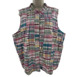 ORVIS Sleeveless Button Up Outdoor Patchwork Vest Women's Size XL